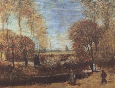 Vincent Van Gogh The Parsonage Garden at Nuenen with Pond and Figures (nn04)